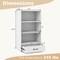 Costway 4-Tier Bookcase 48'' Display Bookshelf Storage Organizer with Shelves & Drawer Grey/White/Natural
